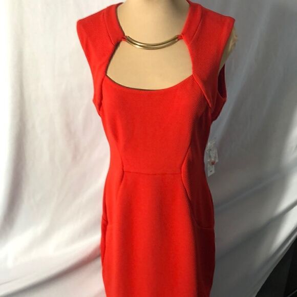 NWT Bisou Bisou Michele Bohbot red sleeveless midi dress size 8 - Picture 1 of 9